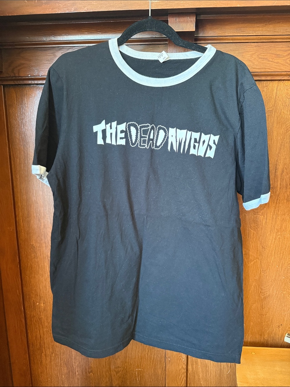 The Dead Amigos Black Ringer Band Tee with White Trim